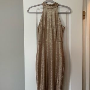 Knee length gold dress